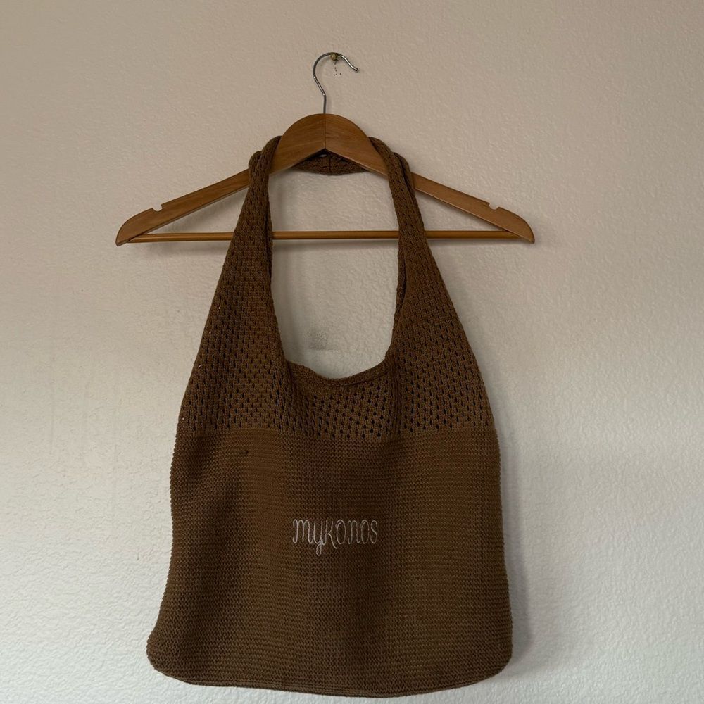 Mykonos brown shoulder tote bag